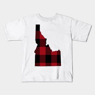 Idaho in Red Plaid Kids T-Shirt